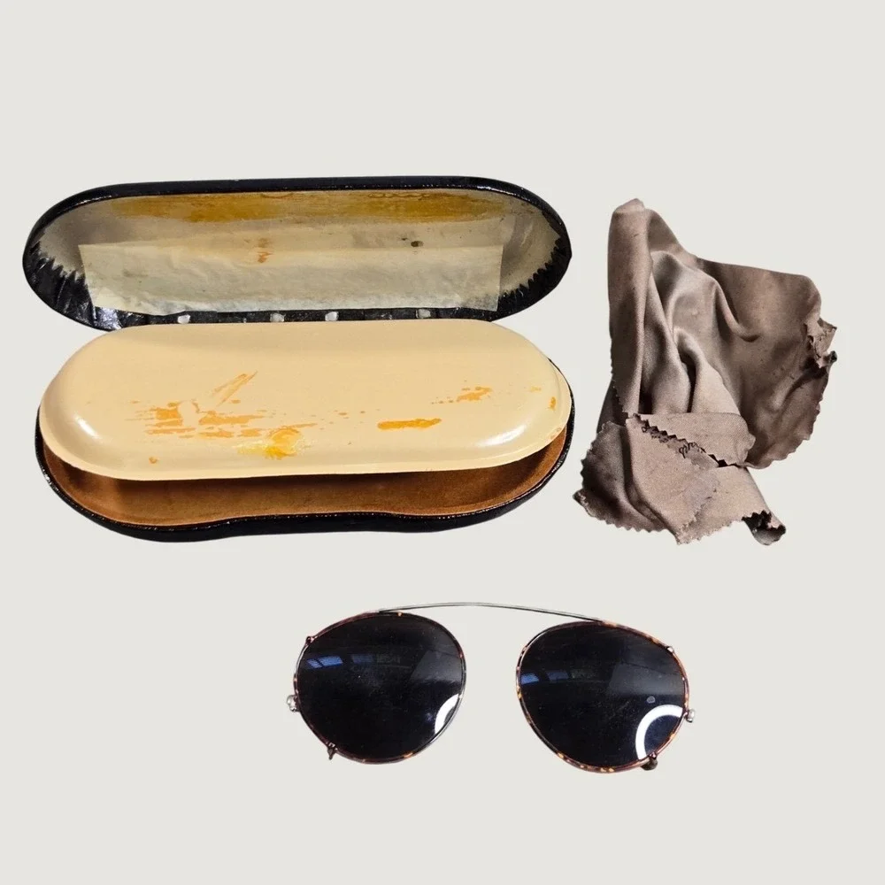 Hans Custom Optic Clip On Vintage Sunglasses Unisex Tortoise Shell Brown